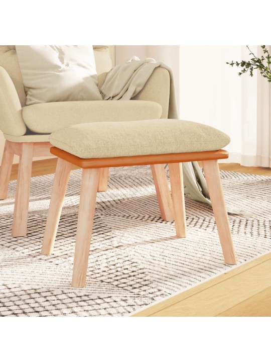 Podnožka krémová 45x29,5x35 cm textil a umělá kůže