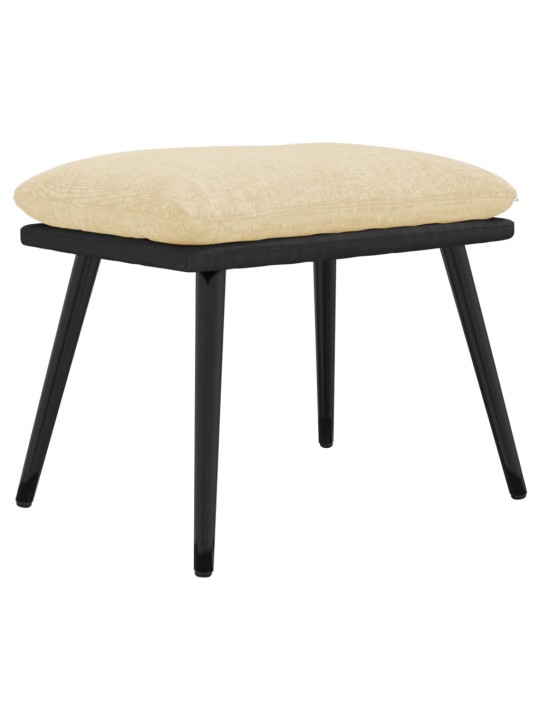 Podnožka krémová 45x29,5x35 cm textil a umělá kůže