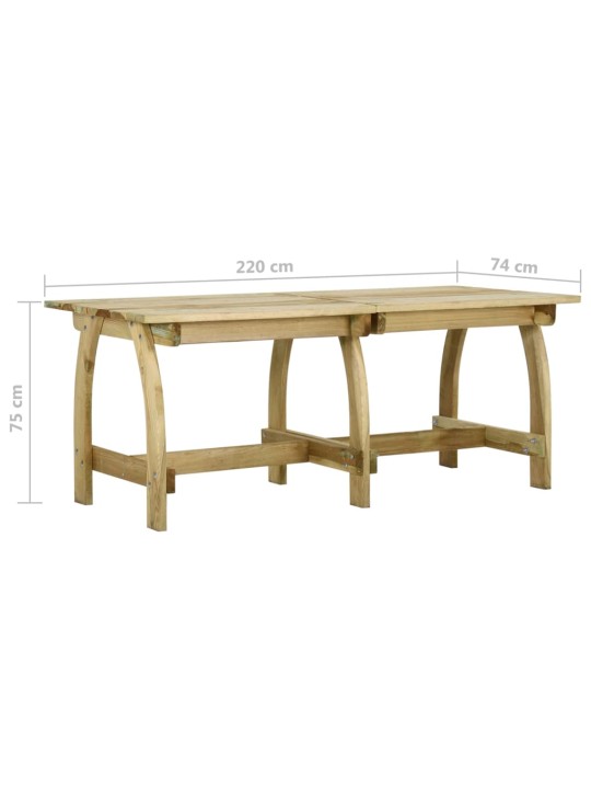 Zahradní stůl 220 x 74 x 75 cm impregnované borové dřevo