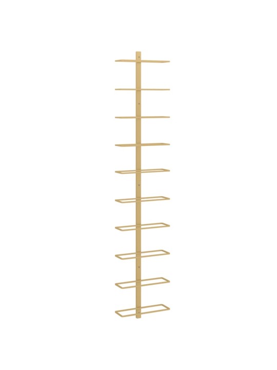 Nástěnný stojan na víno na 10 lahví zlatý kov