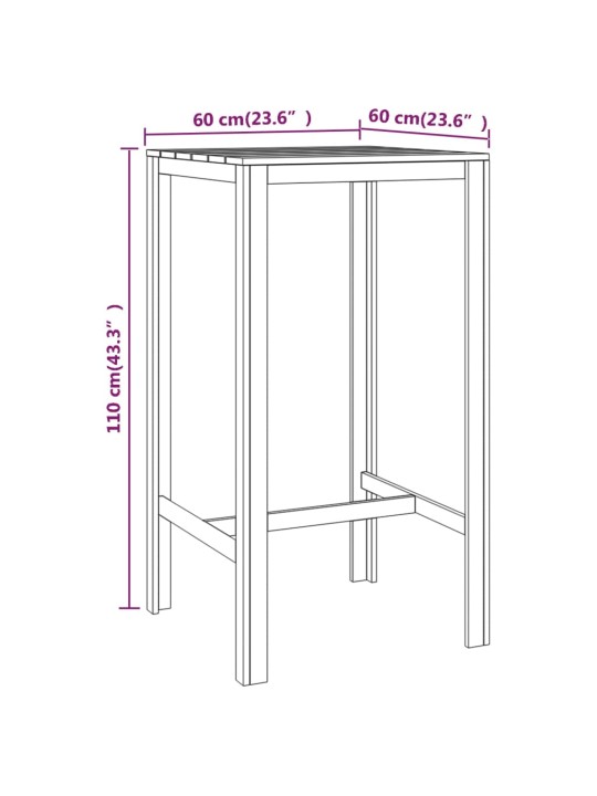 Barový stůl 60 x 60 x 110 cm impregnovaná borovice