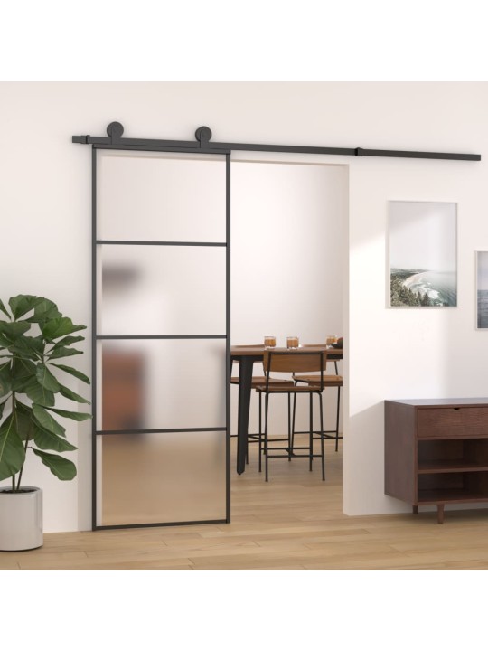 Posuvné dveře mléčné ESG sklo a hliník 76 x 205 cm černé