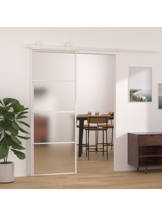 Posuvné dveře mléčné ESG sklo a hliník 76 x 205 cm bílé