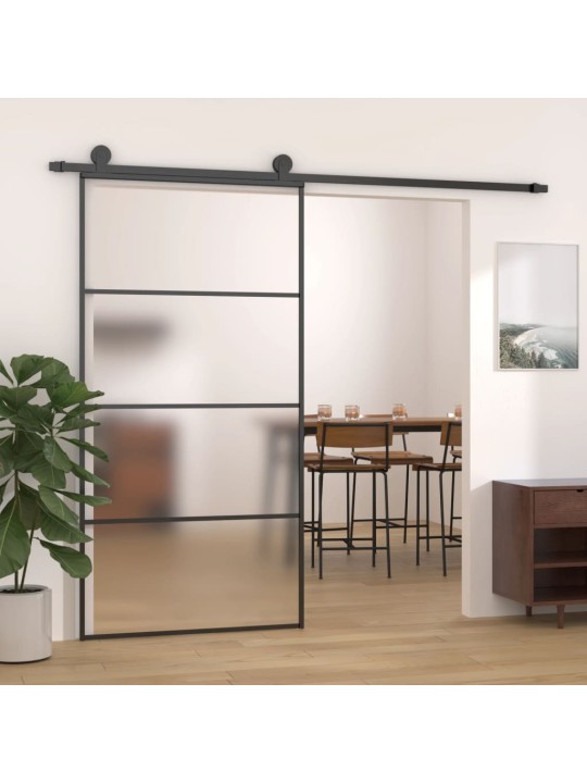 Posuvné dveře mléčné ESG sklo a hliník 102,5 x 205 cm černé
