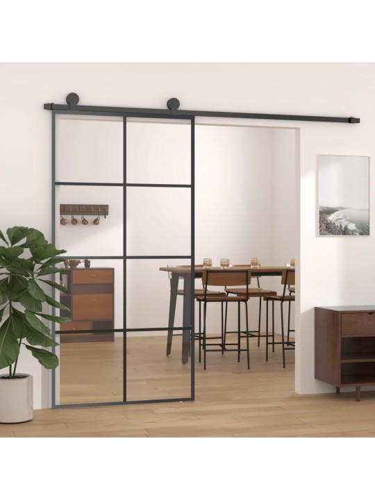 Posuvné dveře černé 102,5 x 205 cm ESG sklo a hliník