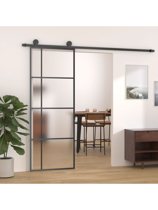Posuvné dveře mléčné ESG sklo a hliník 76 x 205 cm černé