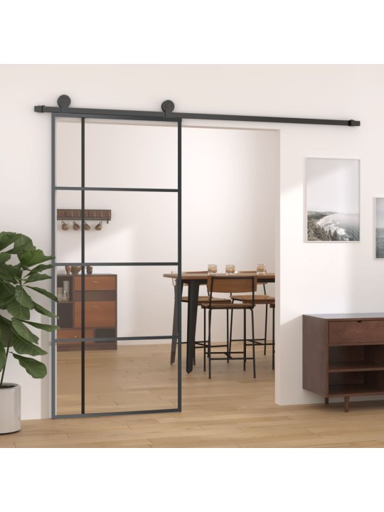 Posuvné dveře ESG sklo a hliník 90 x 205 cm černé