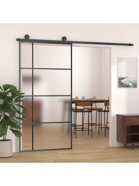 Posuvné dveře mléčné ESG sklo a hliník 102,5 x 205 cm černé
