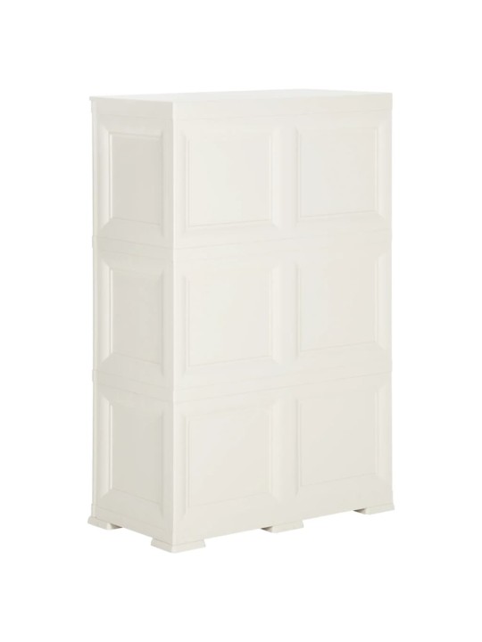 Plastová skříňka 79 x 43 x 125 cm design dřeva angorská bílá
