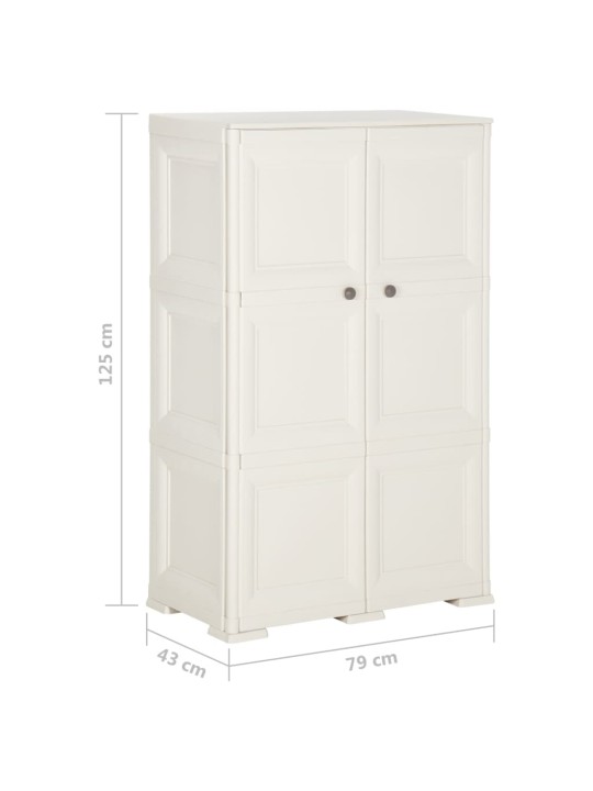 Plastová skříňka 79 x 43 x 125 cm design dřeva angorská bílá