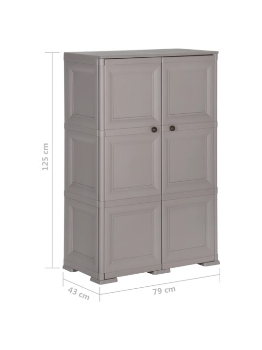 Plastová skříňka 79 x 43 x 125 cm design dřeva šedá