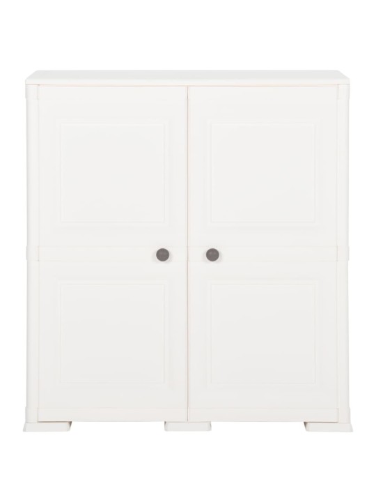 Plastová skříňka 79 x 43 x 85,5 cm design dřeva angorská bílá