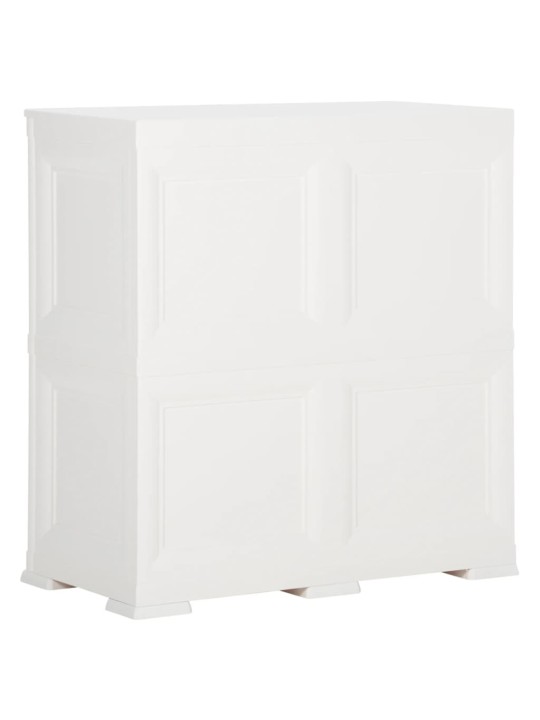 Plastová skříňka 79 x 43 x 85,5 cm design dřeva angorská bílá
