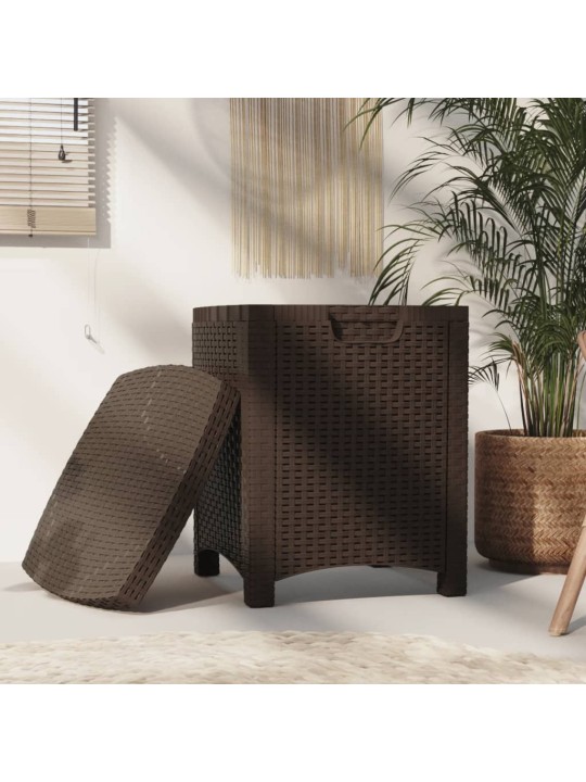 Zahradní úložný box 39 x 39 x 46 cm PP ratan hnědý