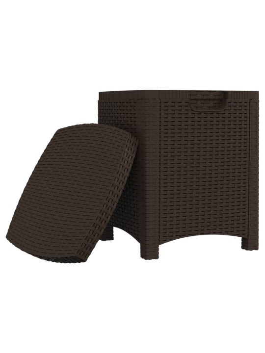 Zahradní úložný box 39 x 39 x 46 cm PP ratan hnědý