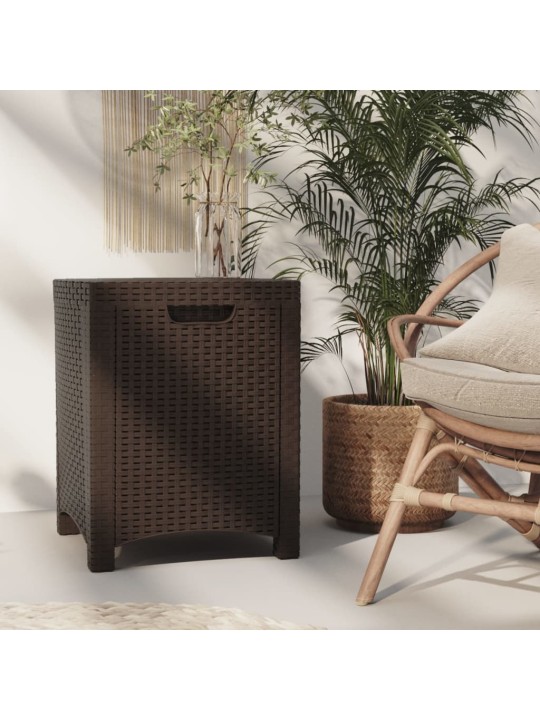 Zahradní úložný box 39 x 39 x 46 cm PP ratan hnědý