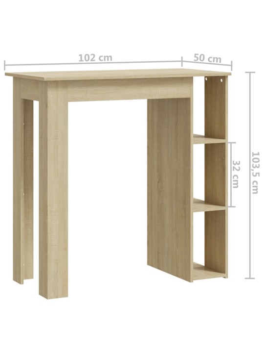 Barový stůl s regálem dub sonoma 102 x 50 x 103,5 cm kompozit