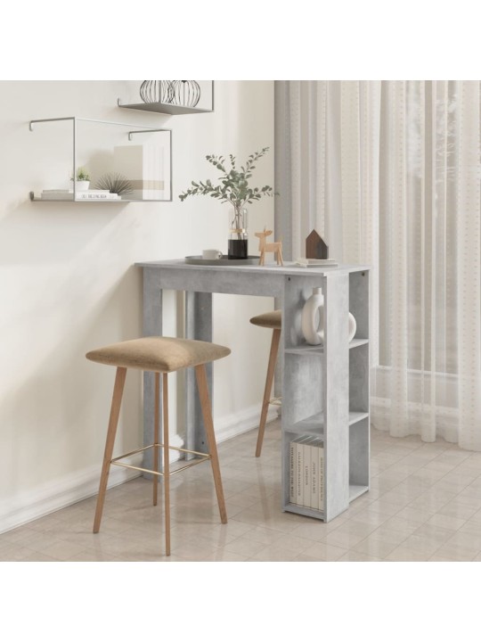 Barový stůl s regálem betonově šedý 102x50x103,5 cm kompozit