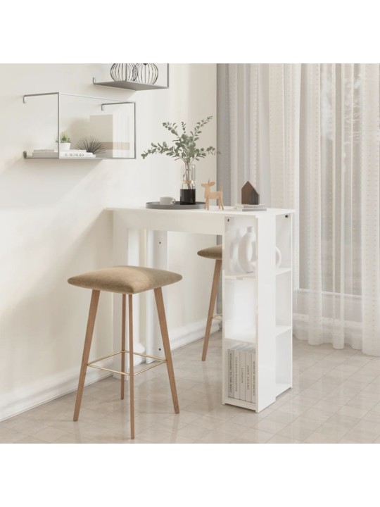 Barový stůl s regálem bílý lesklý 102 x 50 x 103,5 cm kompozit