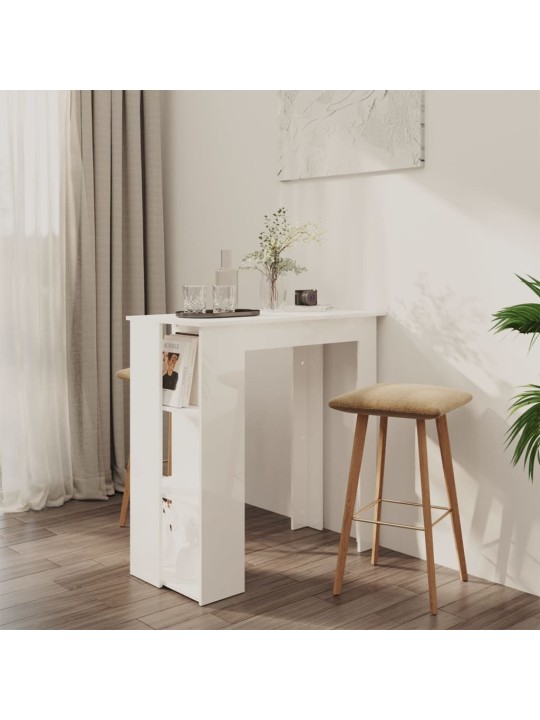 Barový stůl s regálem bílý lesklý 102 x 50 x 103,5 cm kompozit