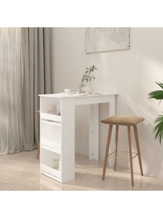 Barový stůl s úložným regálem bílý 102 x 50 x 103,5 cm kompozit