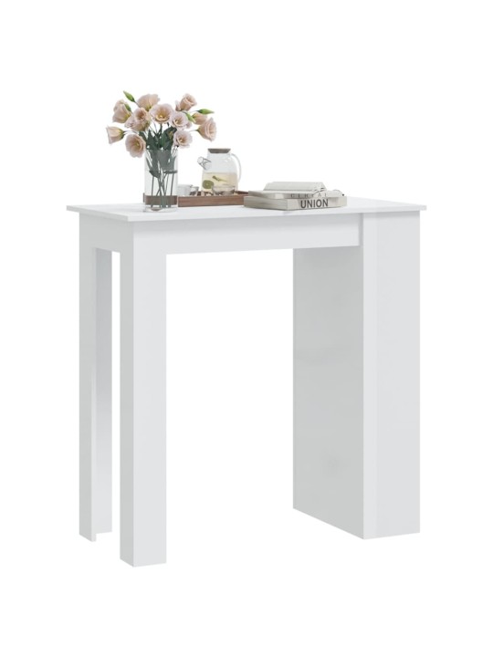 Barový stůl s úložným regálem bílý vysoký lesk 102x50x103,5 cm