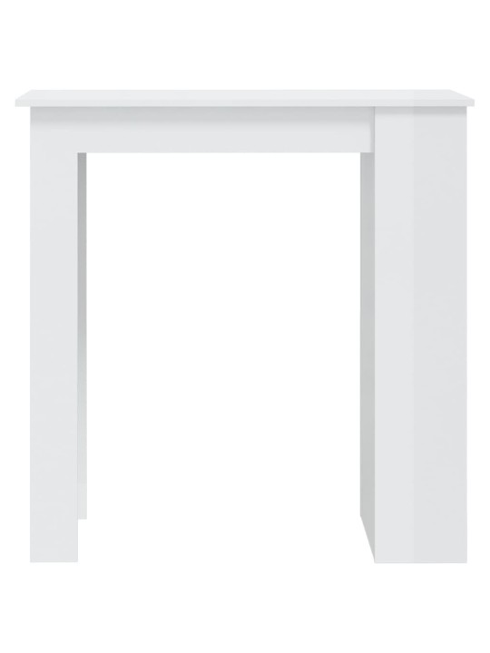 Barový stůl s úložným regálem bílý vysoký lesk 102x50x103,5 cm