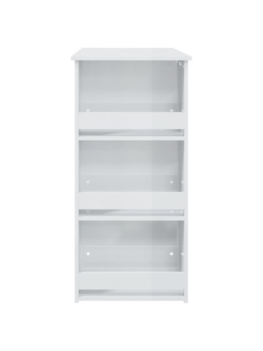 Barový stůl s úložným regálem bílý vysoký lesk 102x50x103,5 cm