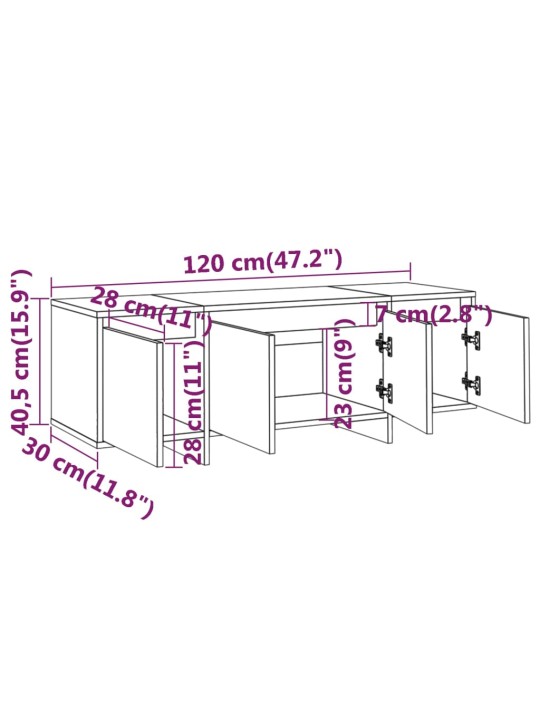 TV skříňka černá 120 x 30 x 40,5 cm kompozitní dřevo