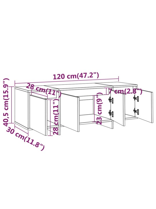 TV skříňka betonově šedá 120 x 30 x 40,5 cm kompozitní dřevo