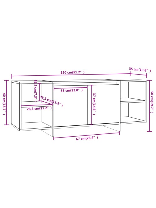 Tv stolek betonově šedý 130 x 35 x 50 cm dřevotříska