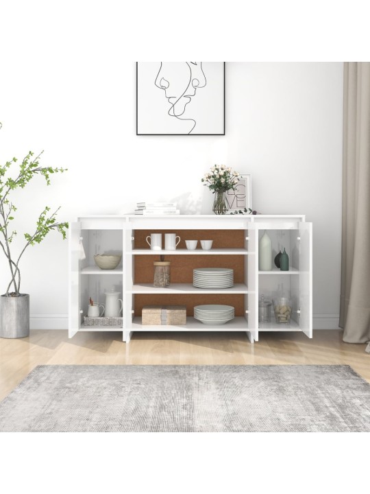 Příborník bílý s vysokým leskem 135x41x75 cm kompozitní dřevo