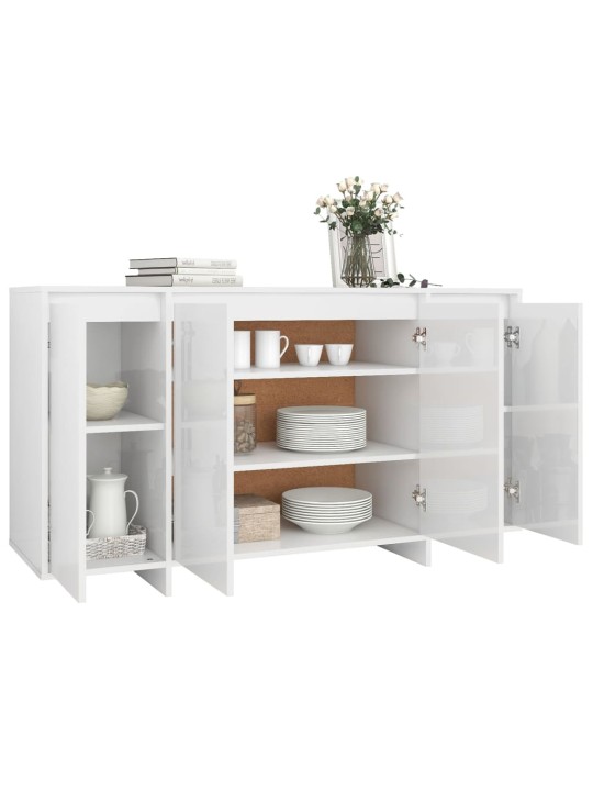 Příborník bílý s vysokým leskem 135x41x75 cm kompozitní dřevo