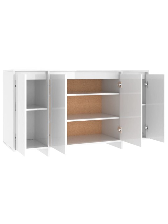 Příborník bílý s vysokým leskem 135x41x75 cm kompozitní dřevo