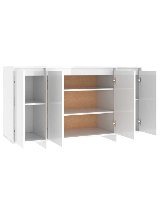 Příborník bílý s vysokým leskem 135x41x75 cm kompozitní dřevo