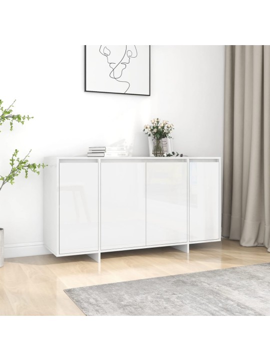 Příborník bílý s vysokým leskem 135x41x75 cm kompozitní dřevo