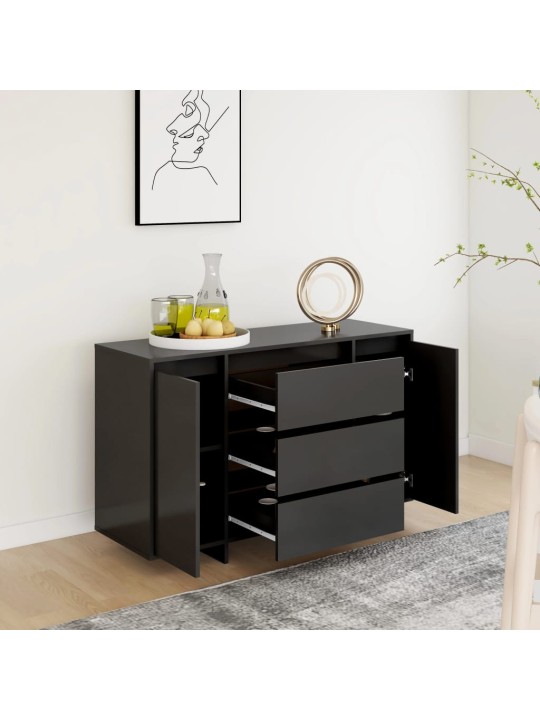 Příborník se 3 zásuvkami černý 120x41x75 cm kompozitní dřevo