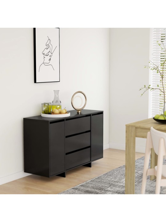 Příborník se 3 zásuvkami černý 120x41x75 cm kompozitní dřevo