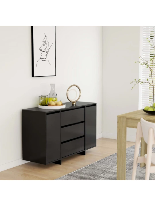 Příborník se 3 zásuvkami černý 120x41x75 cm kompozitní dřevo