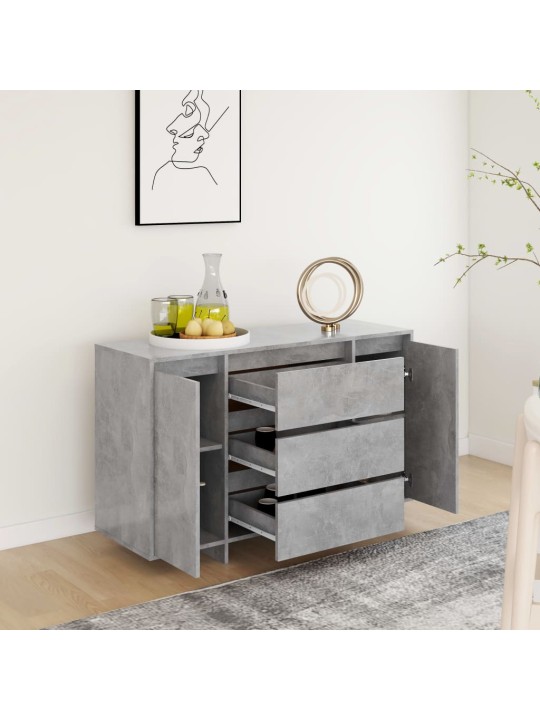 Příborník se 3 zásuvkami betonově šedý 120x41x75 cm kompozit