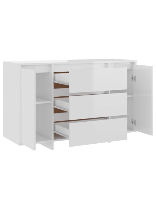 Příborník se 3 zásuvkami bílý vysoký lesk 120x41x75 cm kompozit
