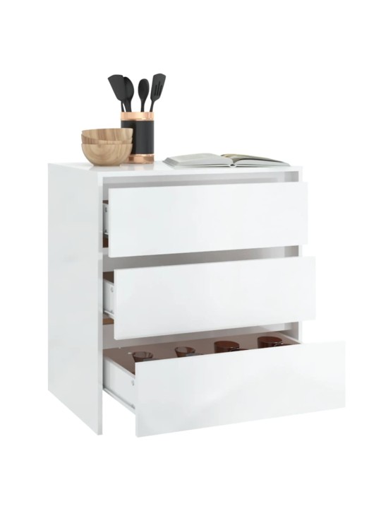 Příborník bílý s vysokým leskem 70x41x75 cm kompozitní dřevo