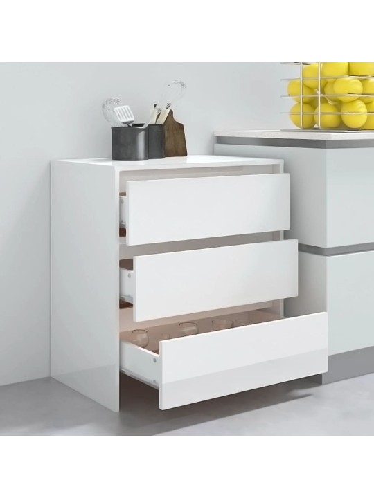 Příborník bílý s vysokým leskem 70x41x75 cm kompozitní dřevo