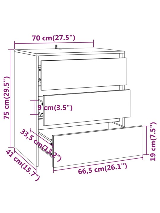 Příborník bílý s vysokým leskem 70x41x75 cm kompozitní dřevo
