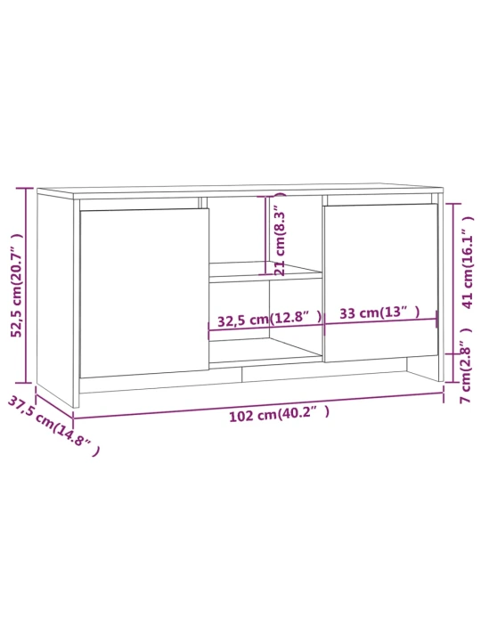 TV skříňka dub sonoma 102 x 37,5 x 52,5 cm kompozitní dřevo