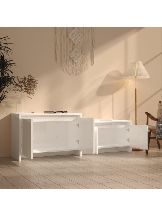 TV skříňka bílá vysoký lesk 146,5 x 35 x 50 cm kompozitní dřevo