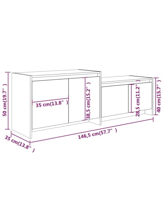 TV skříňka bílá vysoký lesk 146,5 x 35 x 50 cm kompozitní dřevo