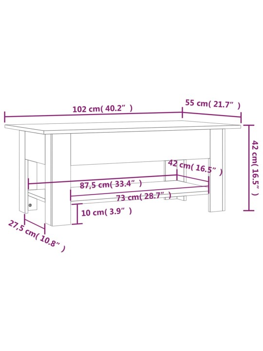 Konferenční stolek černý 102 x 55 x 42 cm kompozitní dřevo