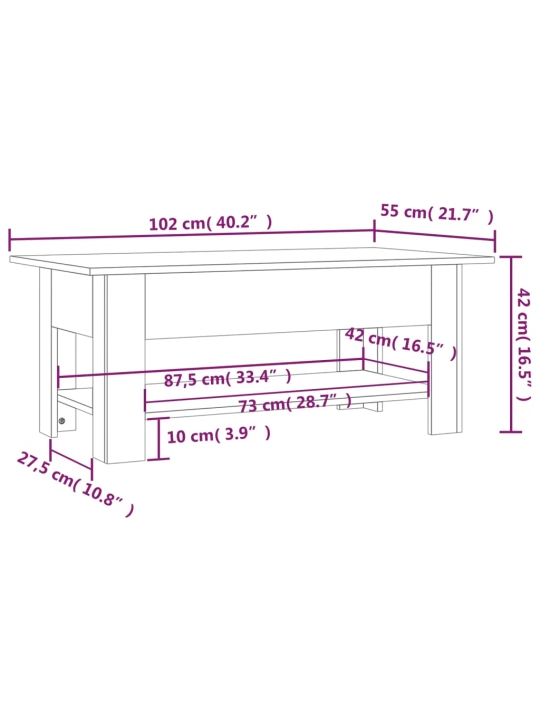 Konferenční stolek dub sonoma 102 x 55 x 42 cm kompozitní dřevo