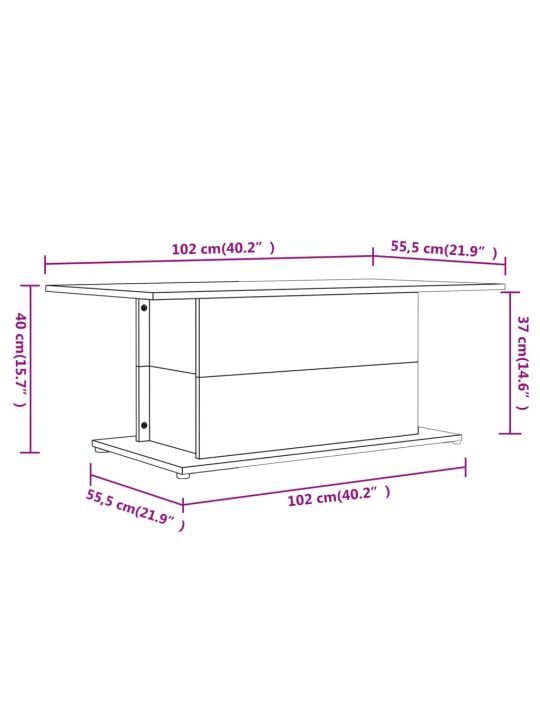 Konferenční stolek betonově šedý 102 x 55,5 x 40 cm dřevotříska